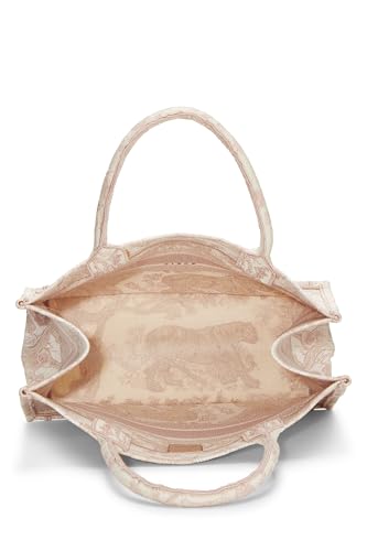 Dior, Sac fourre-tout en toile de Jouy brodée rose, grand modèle, d'occasion