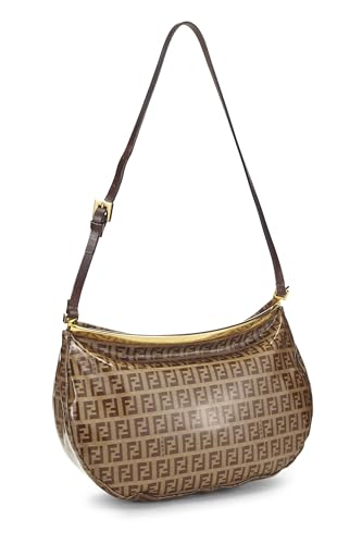 Fendi, Pre-Loved Brown Zucchino Vinyl Shoulder Bag Medium, Brown