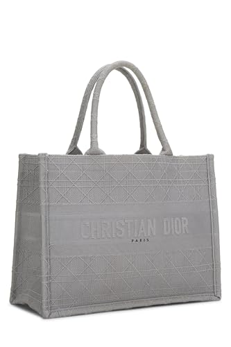 Dior, Bolso tipo libro mediano de lona gris Pre-Loved, Gris