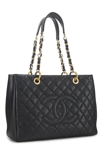 Chanel, Grand sac cabas matelassé noir Caviar d'occasion (GST), noir