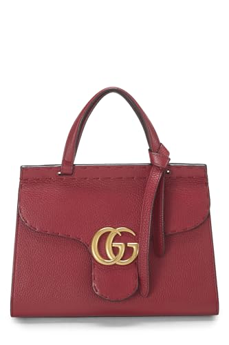 Gucci, Pre-Loved Red Leather GG Marmont Top Handle Flap Bag Mini, Red