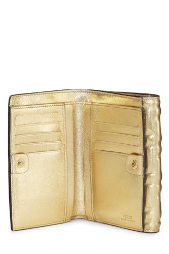 Fendi, Pre-Loved Gold Zucca Embossed Compact Wallet, Gold