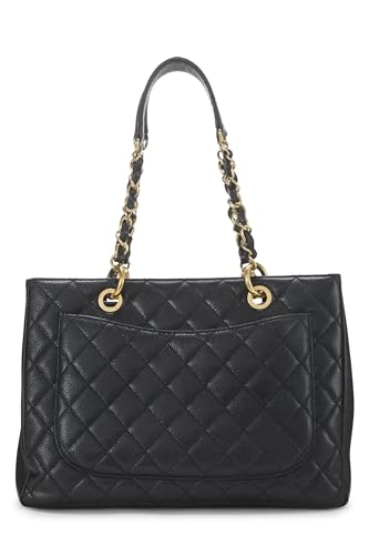 Chanel, Pre-Loved Black Quilted Caviar Grand Shopping Tote (GST), Black