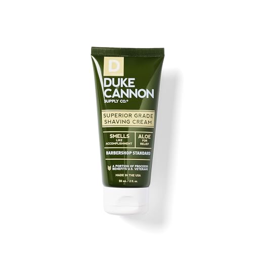 Crema de afeitar de grado superior Duke Cannon: fórmula de barbería con aloe vera, manteca de karité y aceite de nuez de macadamia (2 onzas)