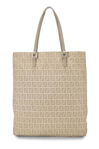 Fendi, sac fourre-tout vertical en toile beige Zucchino, petit modèle, beige