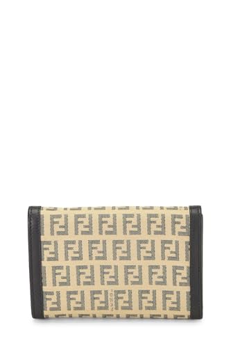 Fendi, portefeuille à deux volets en toile Zucchino noire d'occasion, noir