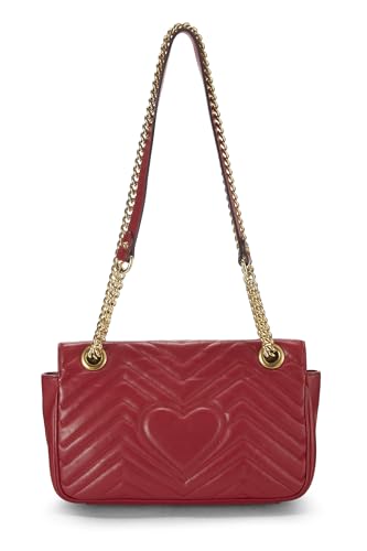 Gucci, Pre-Loved Red Leather GG Marmont Shoulder Bag Small, Red