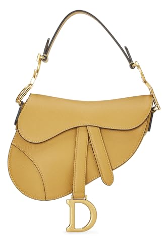 Dior, Pre-Loved Yellow Leather Saddle Bag Mini, Yellow