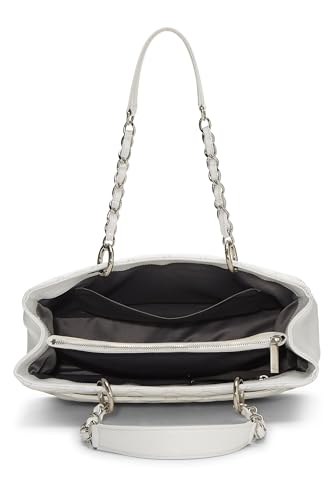 Chanel, Grand sac cabas matelassé Caviar blanc d'occasion (GST), blanc