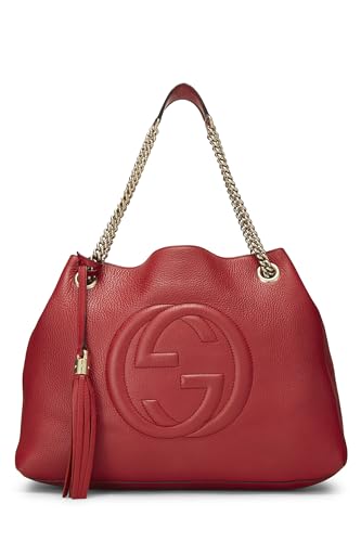 Gucci, Pre-Loved Red Leather Soho Chain Tote, Red