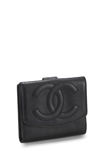 Chanel, Cartera compacta 'CC' Black Caviar Timeless Pre-Loved, Negro