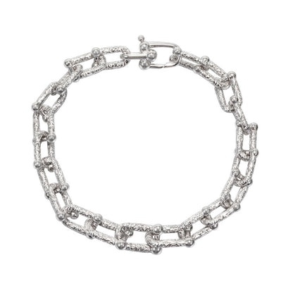 Pulsera texturizada en forma de U de plata esterlina S925