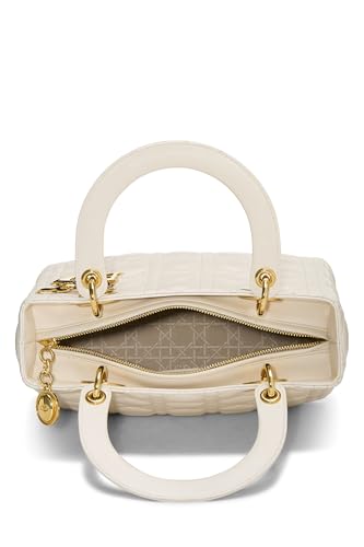 Dior, Pre-Loved Cream Cannage Quilted Lambskin Lady Dior Medium, White