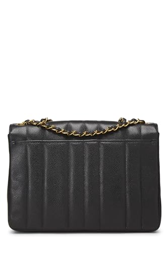 Chanel, sac à rabat vertical noir caviar moyen, modèle moyen, noir