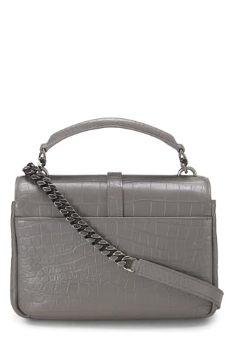 Yves Saint Laurent, College mediano de cuero repujado gris Pre-Loved, Gris