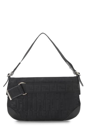 Fendi, Bolso de hombro Zucca de nailon negro Pre-Loved, Negro