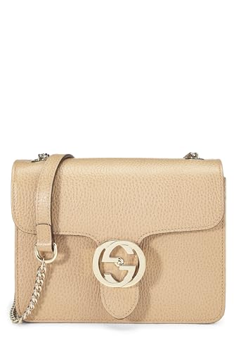 Gucci, petit sac à bandoulière entrelacé en cuir beige d'occasion, beige