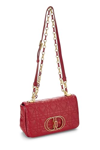 Dior, Bolso pequeño Dioramour Caro de piel de becerro Cannage rojo Pre-Loved, Rojo