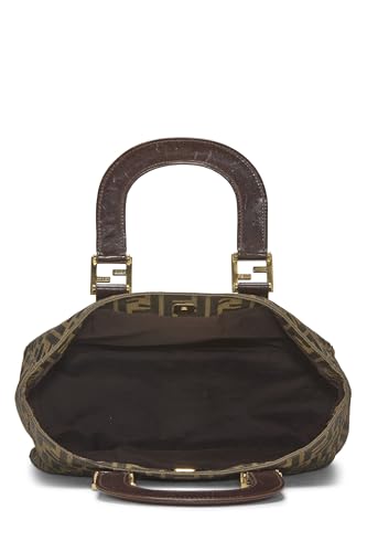 Fendi, sac à main en toile marron Zucca, petit modèle, d'occasion, marron