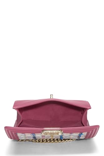 Chanel, sac Boy Medium en tweed rose et multicolore d'occasion, rose