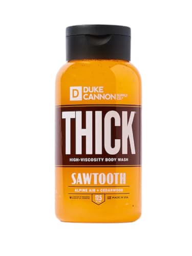 Gel de baño de alta viscosidad Duke Cannon THICK, aroma a dientes de sierra, aire alpino y madera de cedro, 17,5 oz