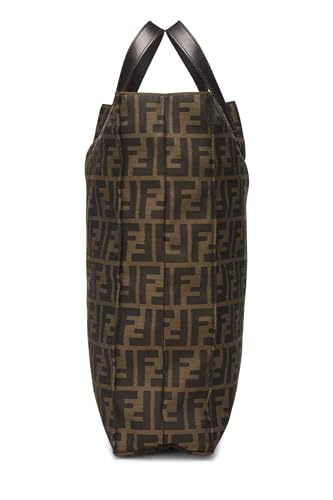 Fendi, sac fourre-tout vertical en toile marron Zucca de taille moyenne, d'occasion, marron