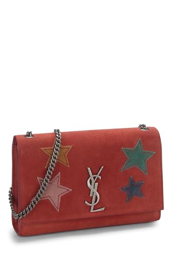 Yves Saint Laurent, Kate Medium en daim rouge brodé d'occasion, rouge