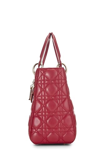 Dior, Pre-Loved Red Cannage Quilted Lambskin Lady Dior Medium, Red