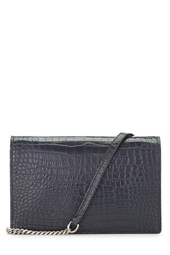 Yves Saint Laurent, Pre-Loved Navy Embossed Kate With Tassel Wallet On Chain (WOC), Navy