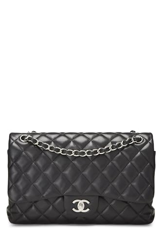 Chanel, Piel de cordero acolchada negra Pre-Loved New Classic Jumbo, Negro