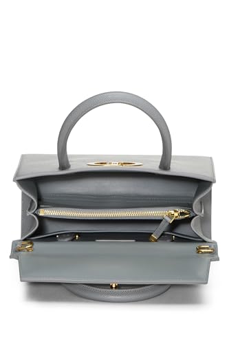 Dior, Pre-Loved Grey Grained Calfskin St Honoré Tote Medium, Blue