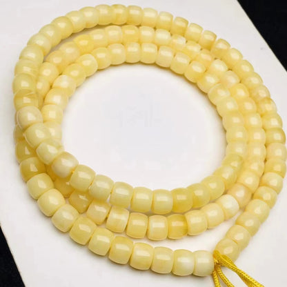 Perles de Bouddha coupées droites en cire d'abeille naturelle, accessoires d'artisanat à l'huile de poulet