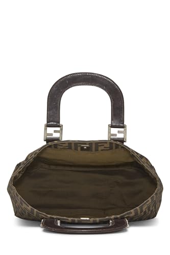 Fendi, sac à main en toile marron Zucca, petit modèle, d'occasion, marron