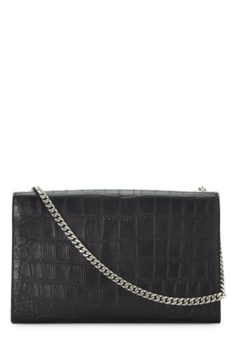 Saint Laurent, Pre-Loved Black Embossed Kate Tassel Medium, Black