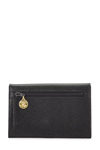 Chanel, Pre-Loved Black Caviar Timeless 'CC' Compact Wallet, Black