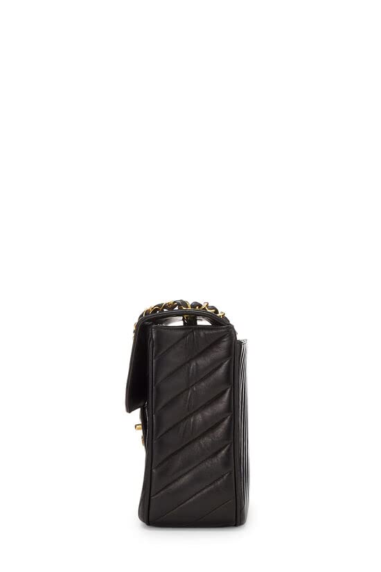 CHANEL, Pre-Loved Black Chevron Lambskin Half Flap Maxi, Black