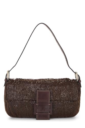 Fendi, Pre-Loved Brown Beaded Baguette, Brown