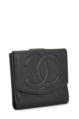 Chanel, Pre-Loved Black Caviar Timeless 'CC' Compact Wallet, Black