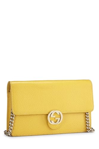 Gucci, petit sac à bandoulière entrelacé en cuir jaune d'occasion, jaune