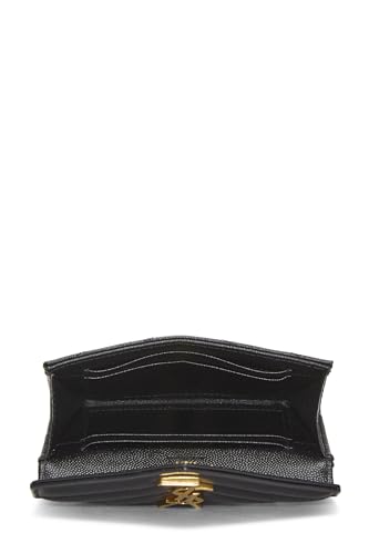 Yves Saint Laurent, Pre-Loved Black Grainy Leather Cassandre Flap Wallet Small, Black