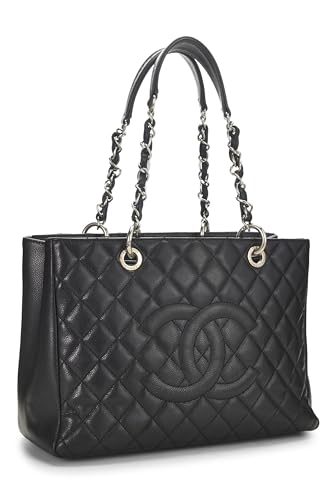 Chanel, Pre-Loved Black Quilted Caviar Grand Shopping Tote (GST), Black