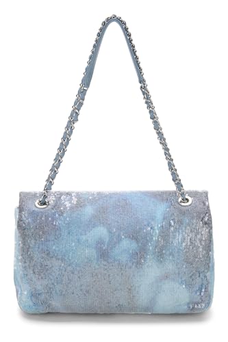 Chanel, Pre-Loved Blue Sequin Waterfall Flap Bag Maxi, Blue