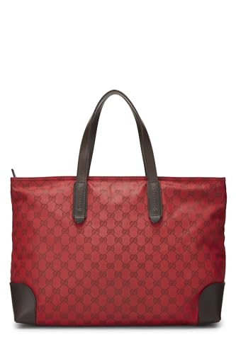 Gucci, Bolso tote grande con lazo de lona GG rojo Pre-Loved, Rojo