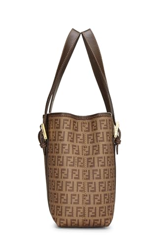 Fendi, Bolso tote pequeño de lona revestido de calabacín marrón Pre-Loved, Marrón