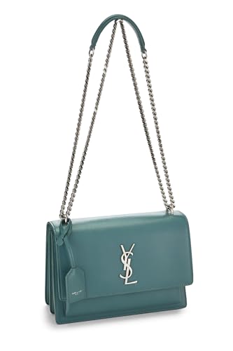 Yves Saint Laurent, Pre-Loved Green Calfskin Sunset Shoulder Bag Medium, Green