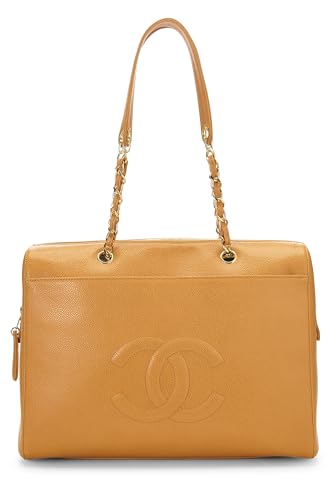 Chanel, Bolso tote con cremallera de caviar naranja Pre-Loved, Naranja