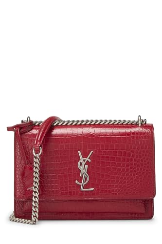 Yves Saint Laurent, Atardecer mediano de cuero con relieve rojo Pre-Loved, Rojo