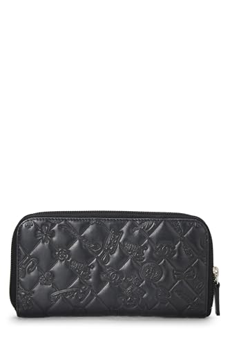 Chanel, portefeuille Icon Charm en cuir d'agneau noir d'occasion, noir