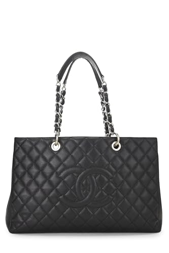 Chanel, Pre-Loved Black Quilted Caviar Grand Shopping Tote (GST) XL, Black