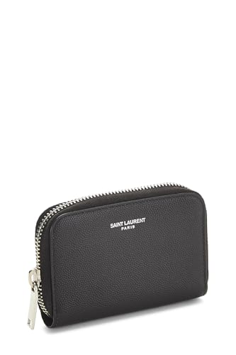 Yves Saint Laurent, Monedero de piel granulada negra Pre-Loved, Negro